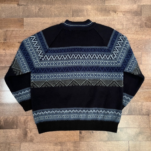 Vintage Tejidos Ruminahui Wool Knit Sweater Blue Pattern Made in Ecuador Size L - Picture 2 of 5